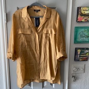 Lafayette 148 New York camel button front blouse